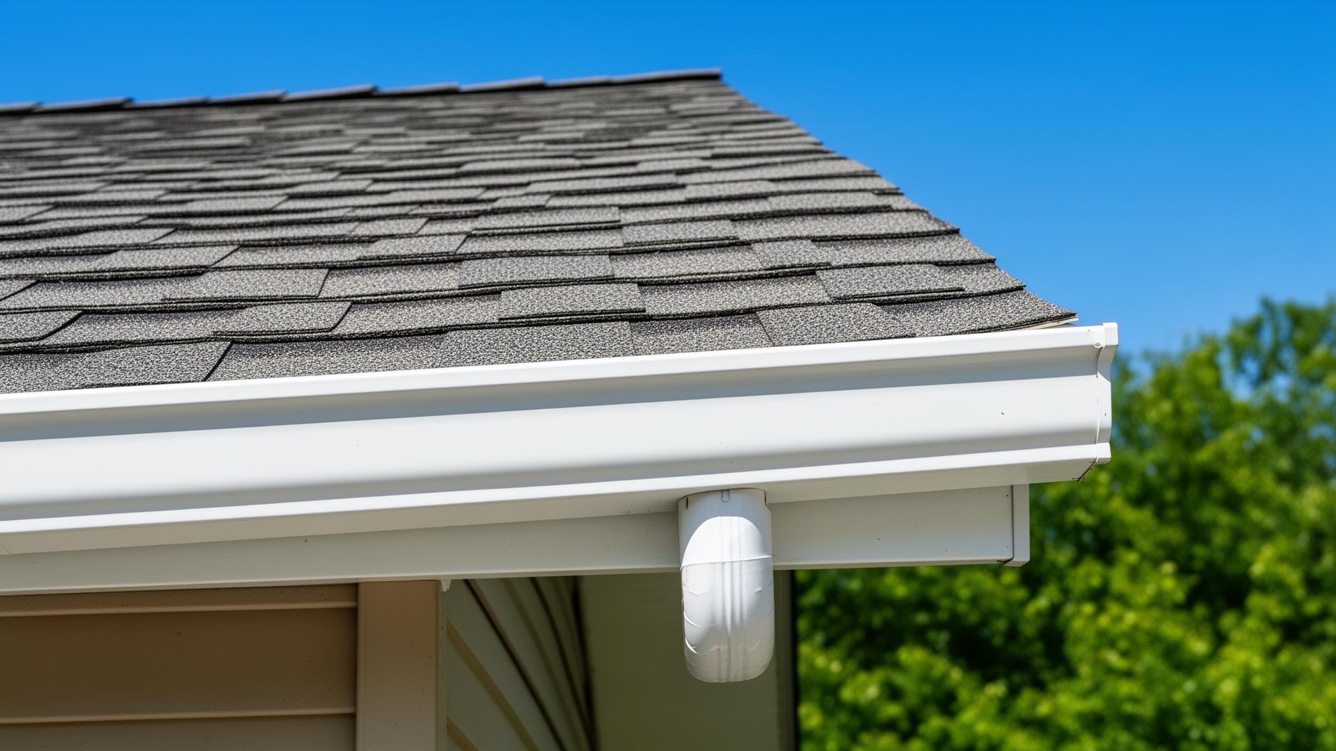 New seamless aluminum gutter along a residential eave